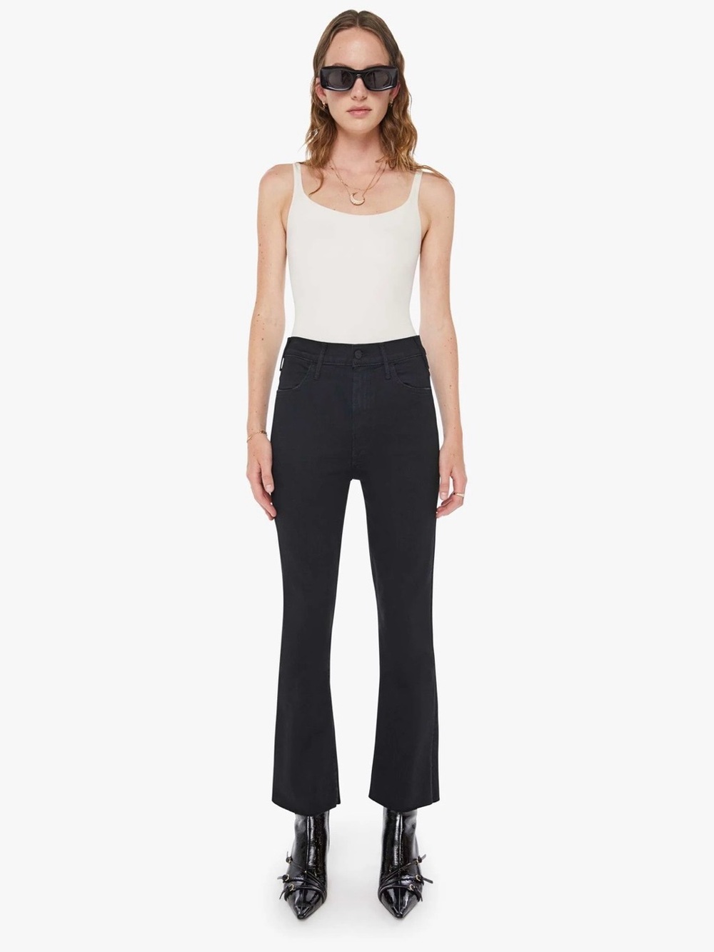 Mother The Hustler Ankle Fray High Rise Flare Jeans Not Guilty Size 26